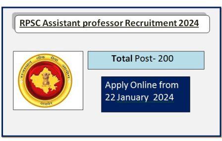 RPSC Assistant professor Recruitment 2024